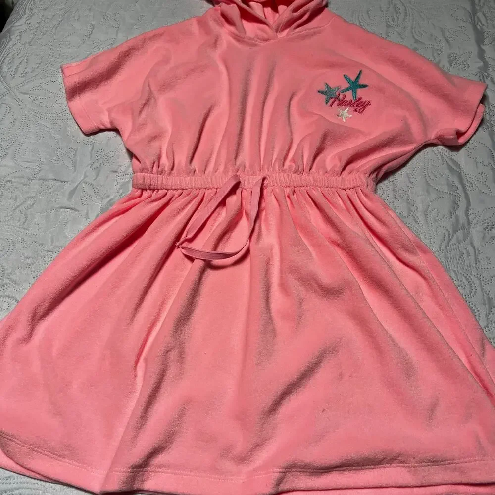 Hurley Rash Guard Swim Suit and Terry Coverup Dress Size 8